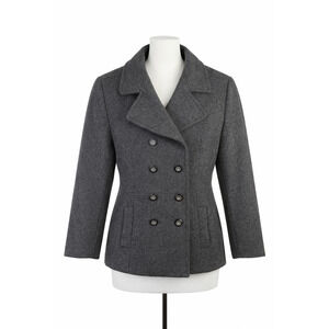 Vintage MDP Mario De Pinto Gray Wool Peacoat Double Breasted USA Est Large